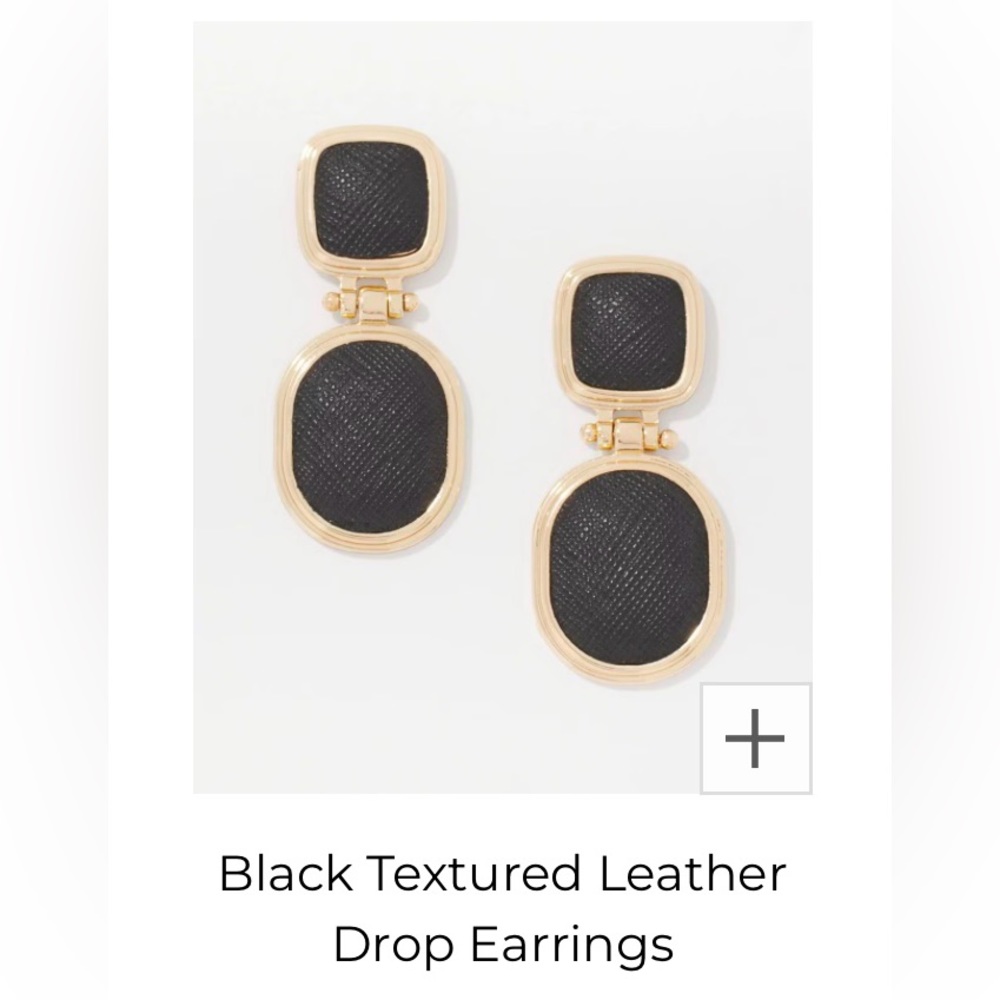 WHBM black textured leather drop Earring - Picture 12 of 15